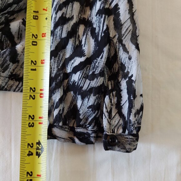 KARDASHIAN KOLLECTION Zebra Print Ruffle Neck Long Sleeve Blouse, Size L - Picture 9 of 10